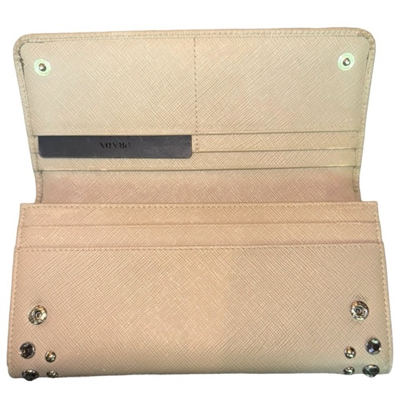 PRADA Saffiano Studded Borchi Contential Wallet - Picture 6 of 11